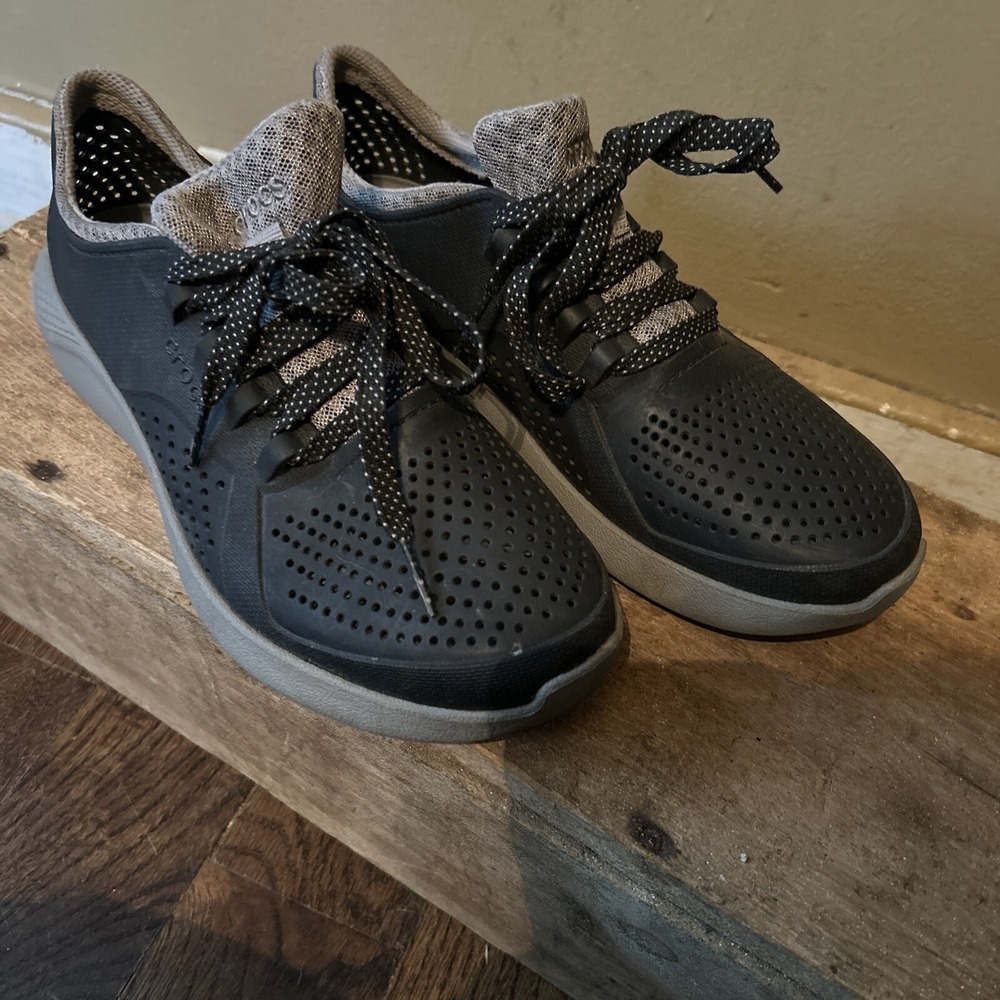 Crocs LiteRide Pacer Comfort Lace Up Shoes Grey Womens Size M5‎ Casual